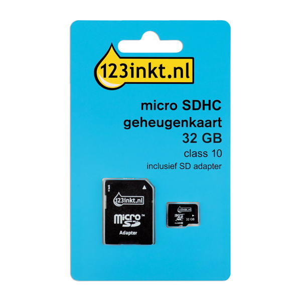 Micro SDHC minneskort + adapter 32GB | klass 10 | 123ink FM32MP45B/00 300695 - 1